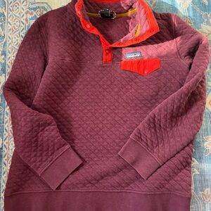 Patagonia Women's Quilted Burgundy Crewneck with Red Accents